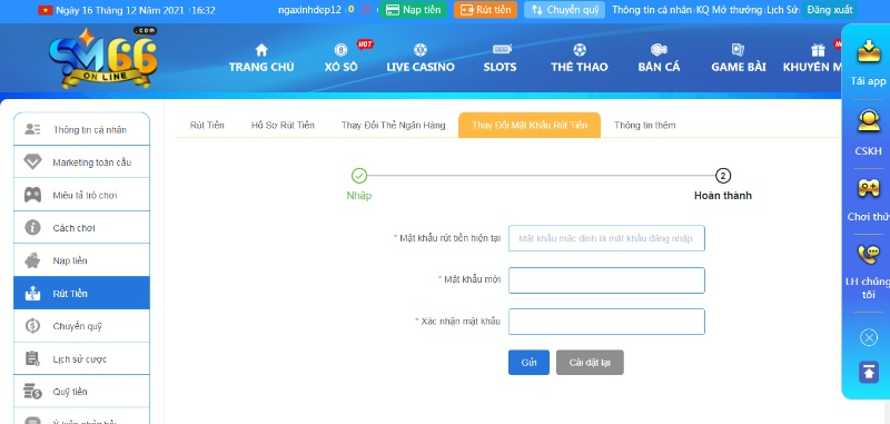 Hướng dẫn rút tiền Sm66
